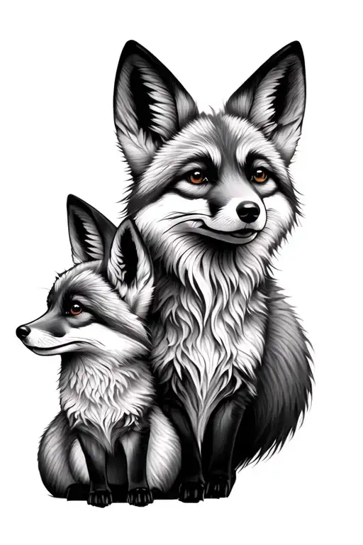 fox family tattoo design idea