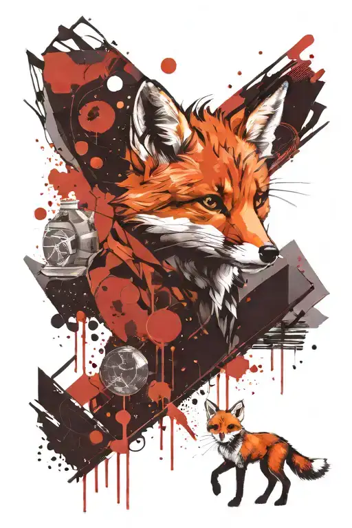 little prince with fox on planet  tattoo design idea