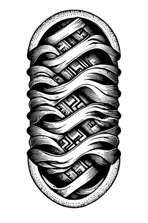  lines waves with existing Greek key arm band worked in  tattoo design idea