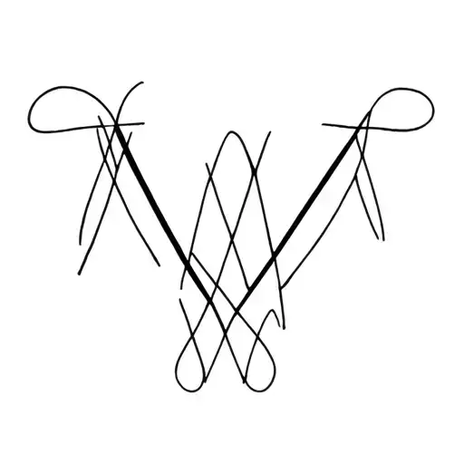 letters V and M intertwined and connected, cursive tattoo design idea