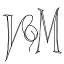 letters V and M intertwined and connected, cursive tattoo design idea