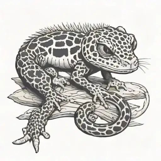 Leopard Gecko and prey tattoo design idea
