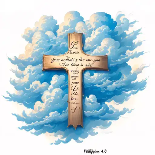 clouds cross bible verse Philippians 4:13 tattoo design idea