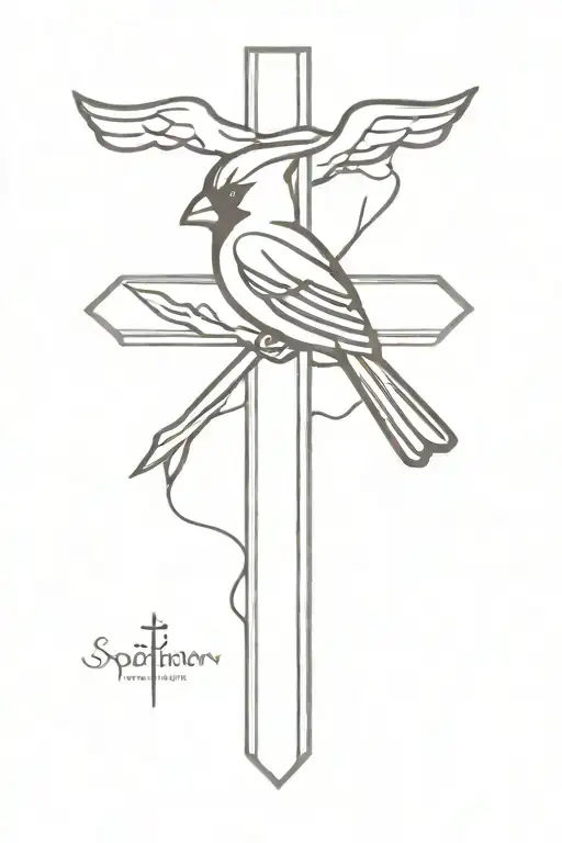 cross spartan cardinal bible scripture tattoo design idea