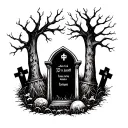 graveyard scene tattoo design idea