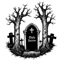 graveyard scene tattoo design idea