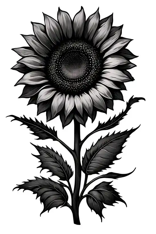 sunflower with birthday in roman numerals and sun rays tattoo design idea