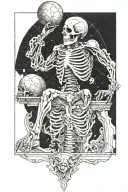 An image of the ancient Greek god Atlas, who is a skeleton with flesh growing on it and holds a stone on his shoulders tattoo design idea