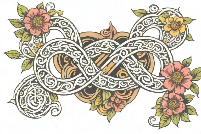 infinity symbol made with flowers intertwined tattoo design idea