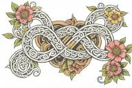 infinity symbol made with flowers intertwined tattoo design idea