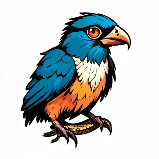 bird with snake eyes tattoo design idea