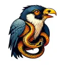 bird with snake eyes tattoo design idea