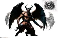 demon angel  fighting soul tattoo design idea
