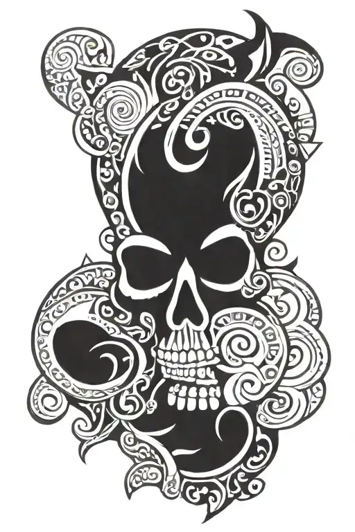 maori design skull tattoo design idea
