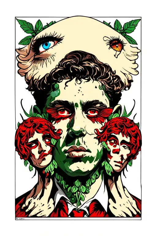 no see  cover on his eye no hear covering his ear  no speak cover on his mouth of three souls that are green red  tattoo design idea