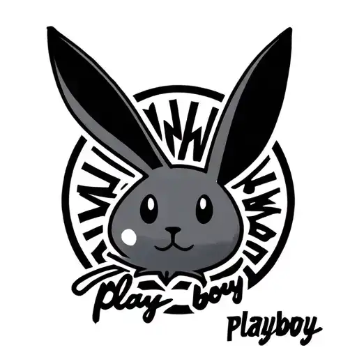 playboy bunny logo with Japanese writing on the side of the neck saying playboy tattoo design idea