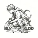 Manic Gaara from Naruto saying "Blood. It's my blood." stencil tattoo design idea