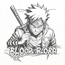 Manic Gaara from Naruto saying "Blood. It's my blood." stencil tattoo design idea