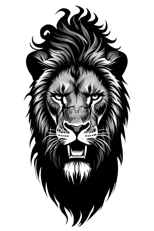 male lion fierce with battle scars tattoo design idea
