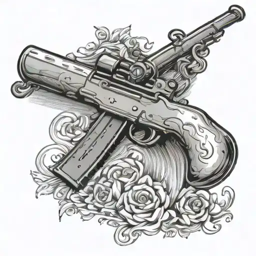 Musket with m16 tattoo design idea