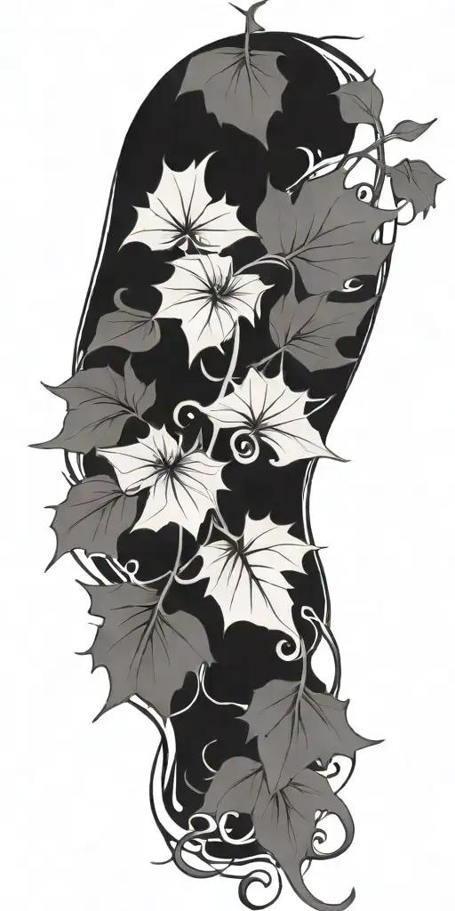a vine wrapping with leaves bleeding tattoo design idea