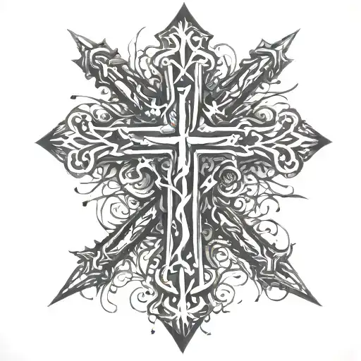 cross made out of 3 nails sticking tattoo design idea