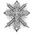 cross made out of 3 nails sticking tattoo design idea