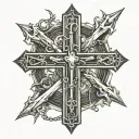 cross made out of 3 nails sticking tattoo design idea