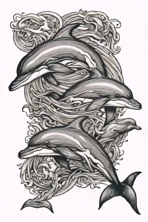 3 dolphins tattoo design idea