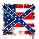 square confederate flag in center with american flag behind it distressed and faded tattoo design idea