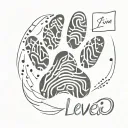 paw print name Levi tattoo design idea
