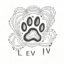 paw print name Levi tattoo design idea
