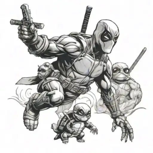 Raphael ninja turtle and deadpool tattoo design idea