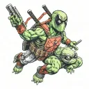 Raphael ninja turtle and deadpool tattoo design idea