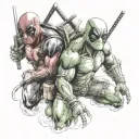 Raphael ninja turtle and deadpool tattoo design idea
