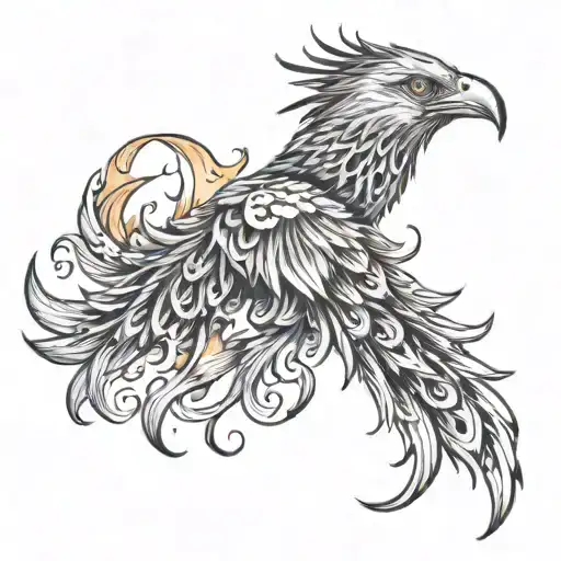 realistic phoenix tattoo with detailed feathers and flames rising from the ashes tattoo design idea