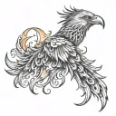 realistic phoenix tattoo with detailed feathers and flames rising from the ashes tattoo design idea
