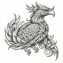 realistic phoenix tattoo with detailed feathers and flames rising from the ashes tattoo design idea