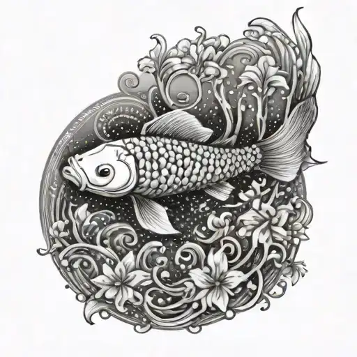koi fish in water tattoo design idea