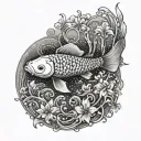 koi fish in water tattoo design idea