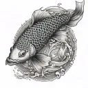koi fish in water tattoo design idea