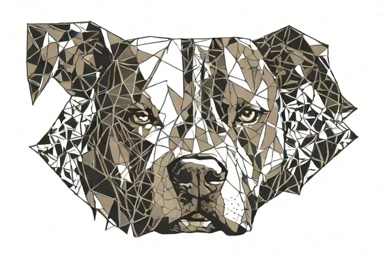 Pitbull face brown white   tattoo design idea