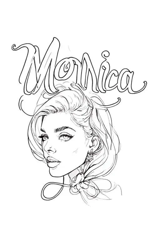 "Monica " name written tattoo design idea