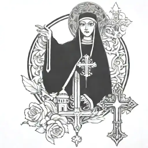 Saint Olga of Kyiv and Orthodox cross tattoo design idea