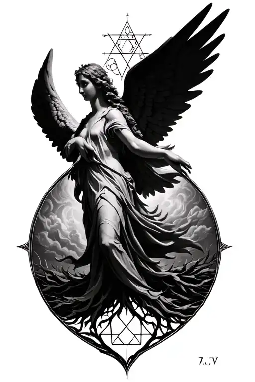 angel kabbalah tree of life tattoo design idea