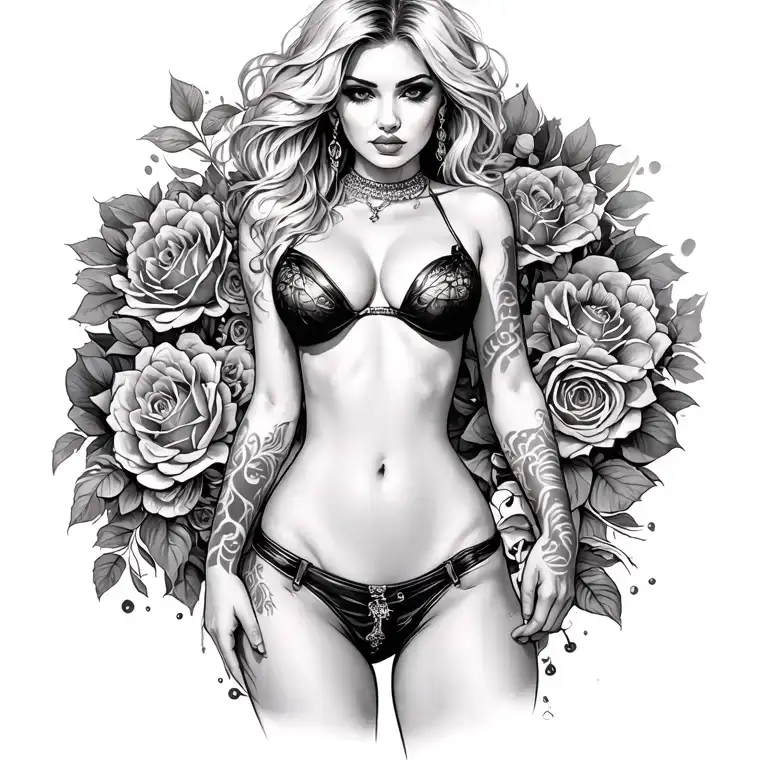sexy girl big boob tattoo design idea