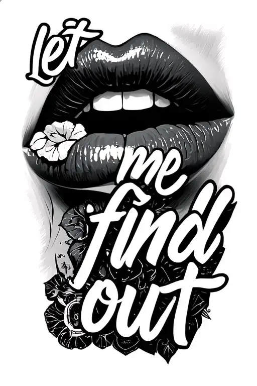 "let me find out " lips tattoo design idea