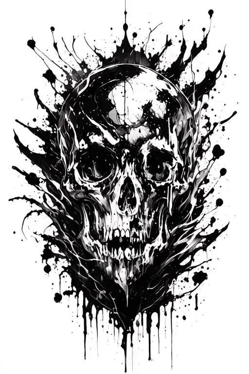 dark abstract, expressive blackwork, raw brush strokes cyber gothic ornamental, black ink tattoo design idea