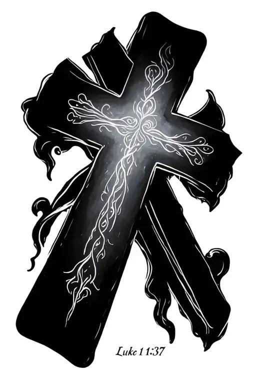 Cross tattoo, Luke 1:37 tattoo design idea