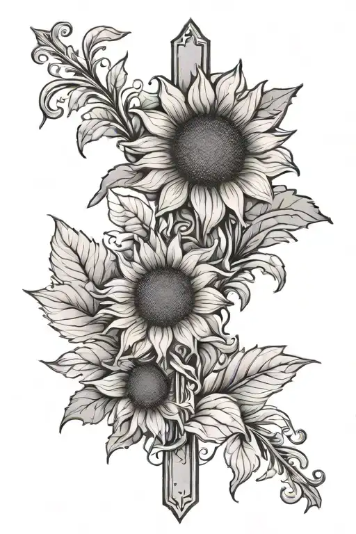 western sunflower cross tattoo tattoo design idea